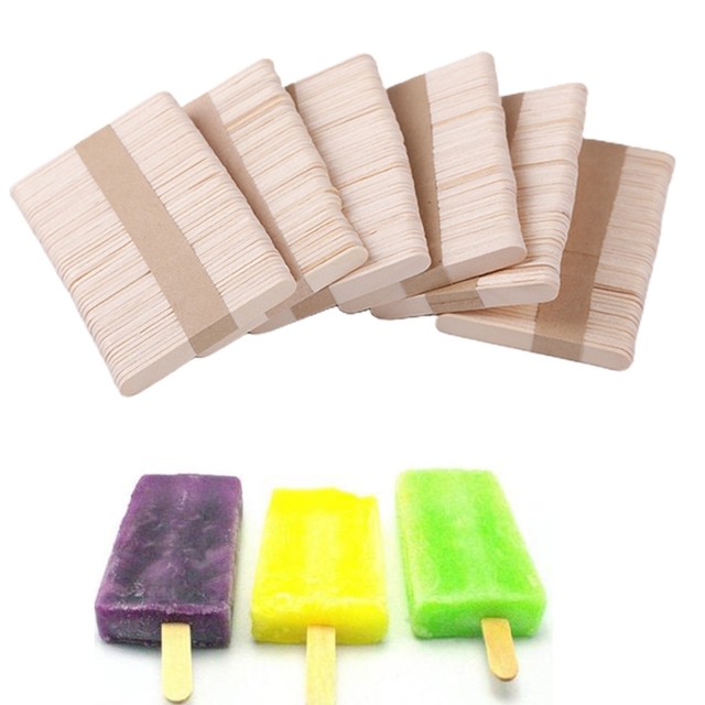 50PCS Multi Purpose Wood Lollipop Sticks Natural Wooden Popsicle Sticks Food  Grade Craft Popsicle Homemade Crafting